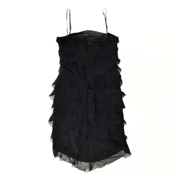 Tadashi Shoji Women’s Black Tiered Silk Spaghetti Strap Midi Dress. Size 8 - Picture 1 of 7